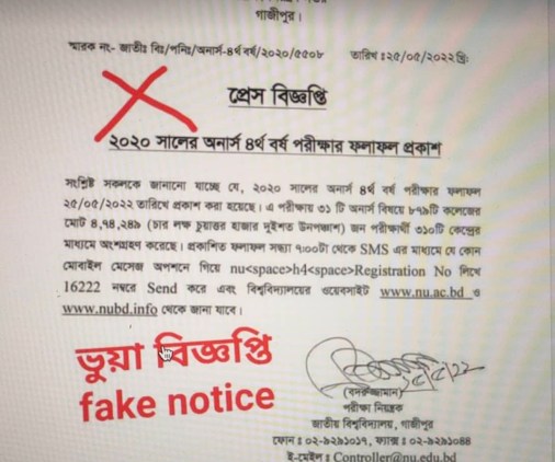 NU Result 2022 Published Today False/True News Update Honours 4th Year Exam 2020 at nu.ac.bd & nubd.info