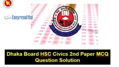 Dhaka Board HSC Civics 2nd Paper MCQ Question Solution