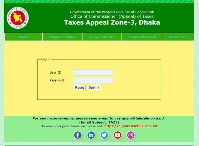 Taxes Appeal Zone3 Admit Card
