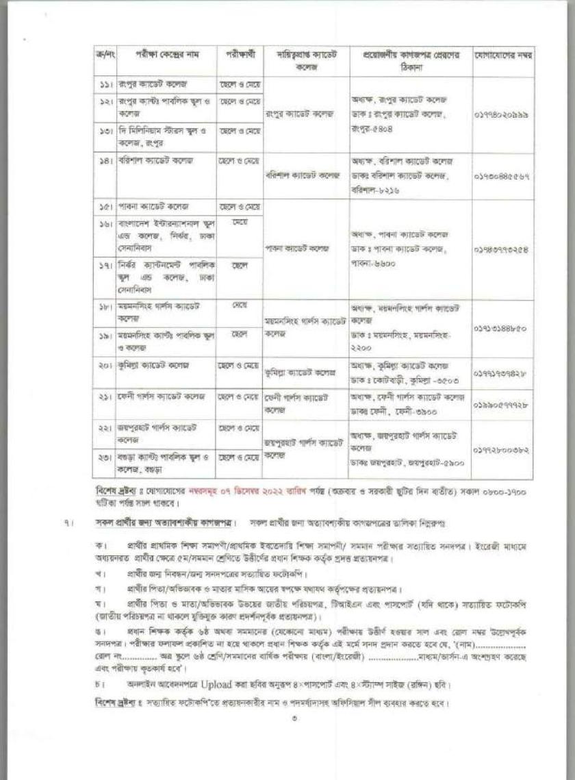 Cadet College List in Bangladesh