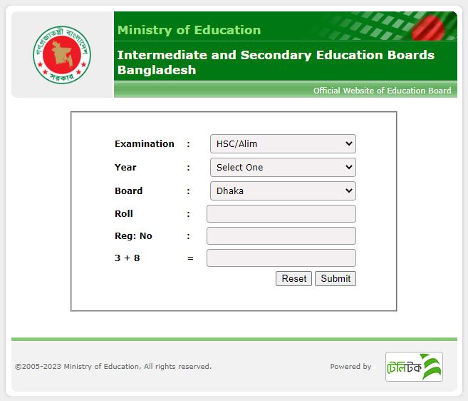 Dhaka Education Board Result