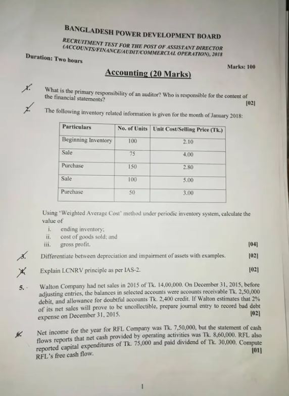 BPDB Exam Question Solution