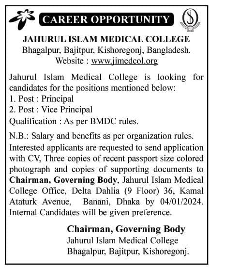 Jahurul Islam Medical College Job Circular 2024