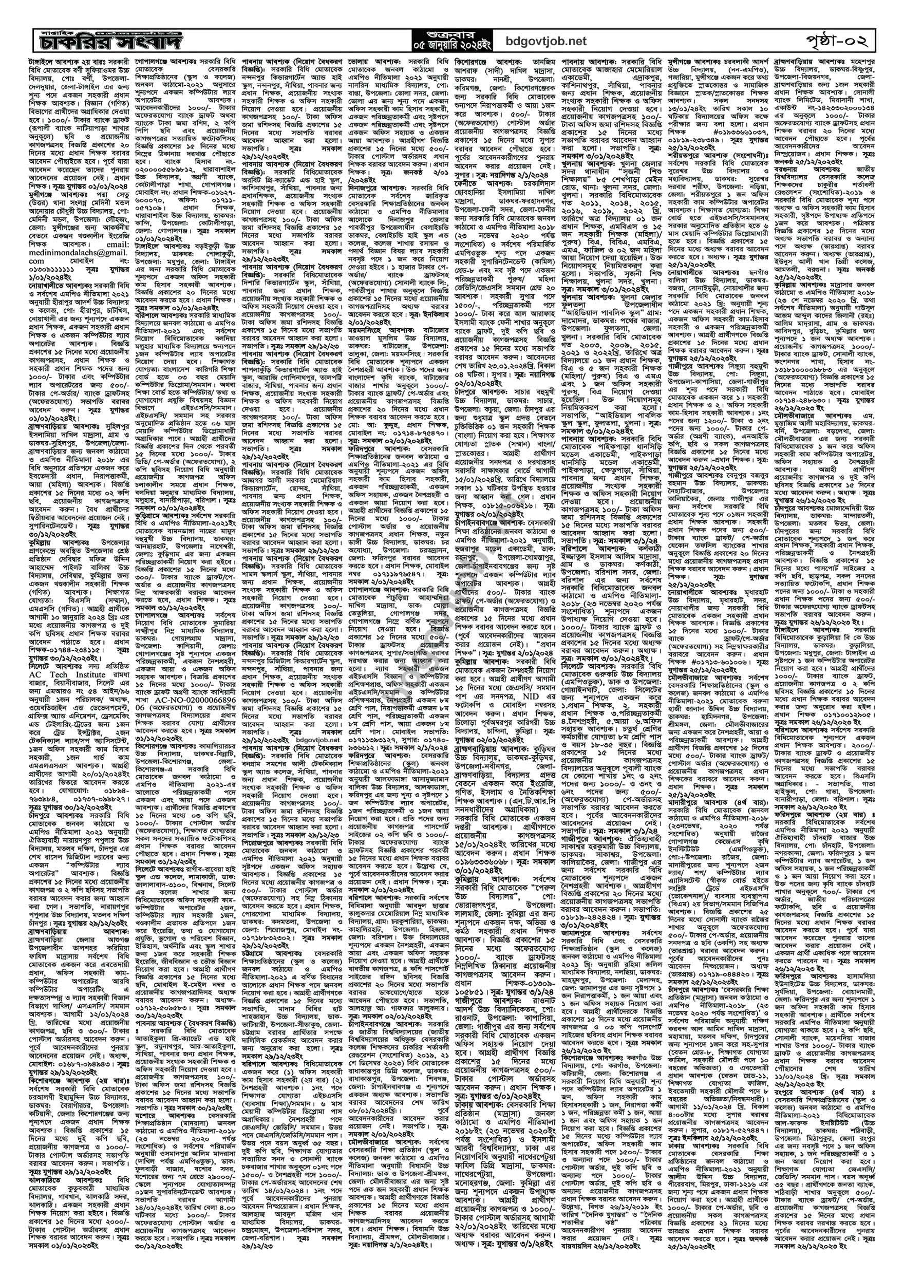 Chakrir Dak Weekly Jobs Newspaper 05 January 2024