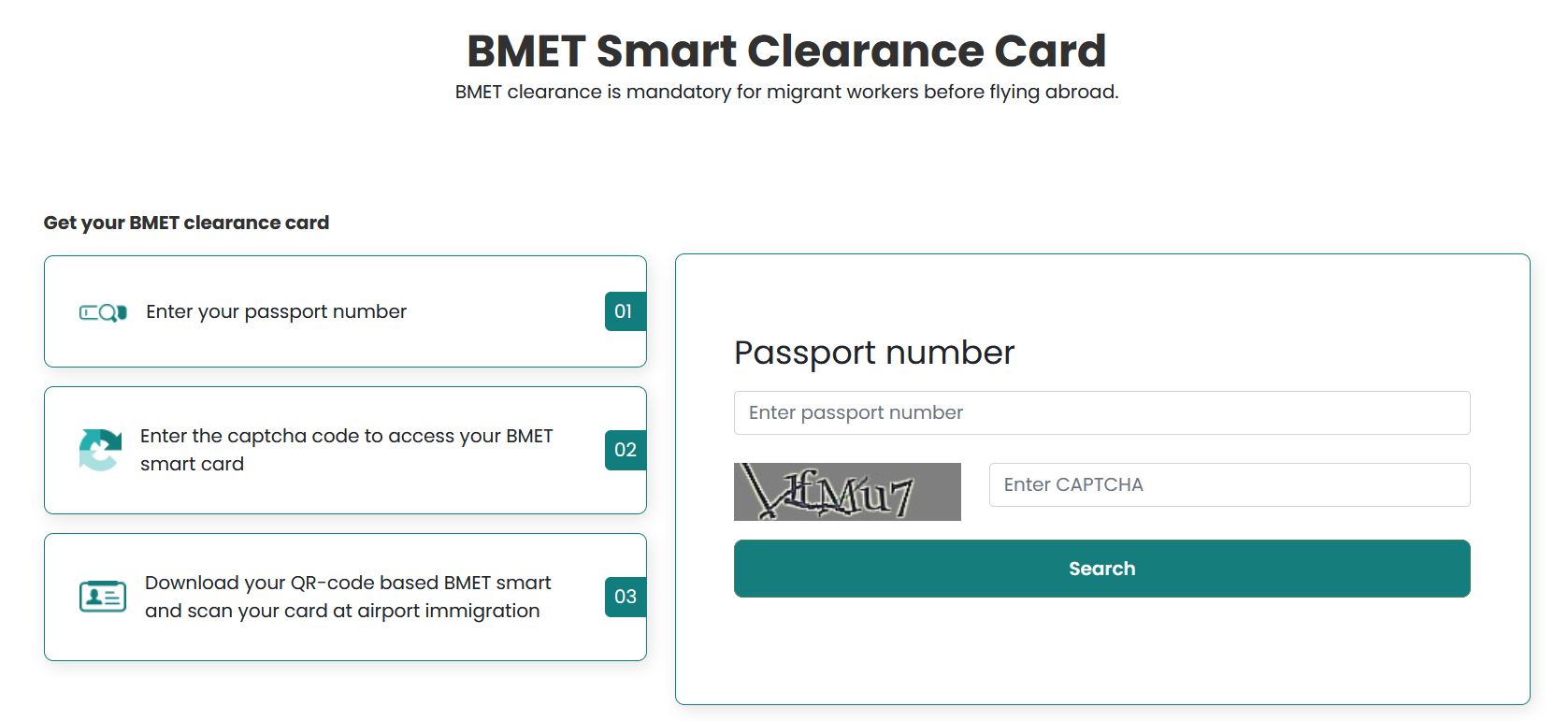 BMET Smart Clearance Card