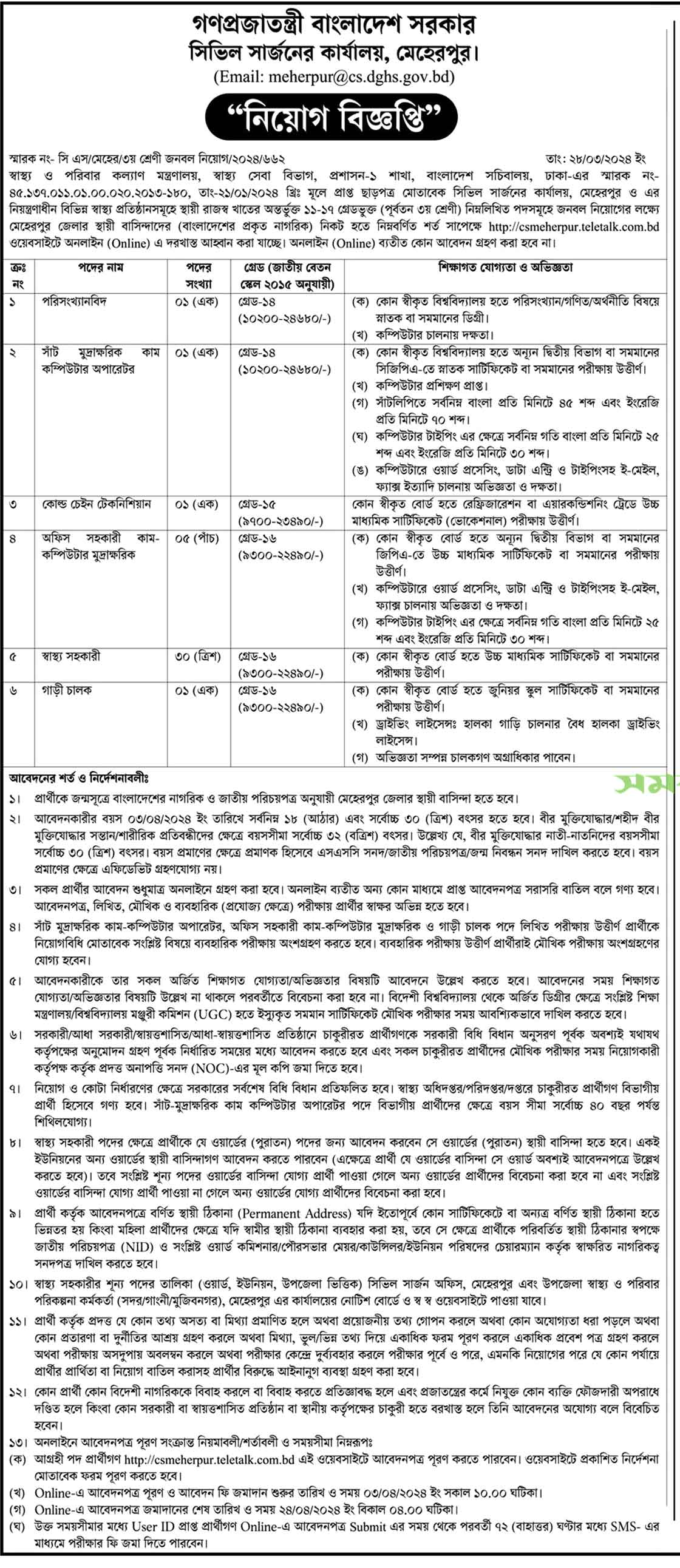 CS Meherpur Job Circular 2024