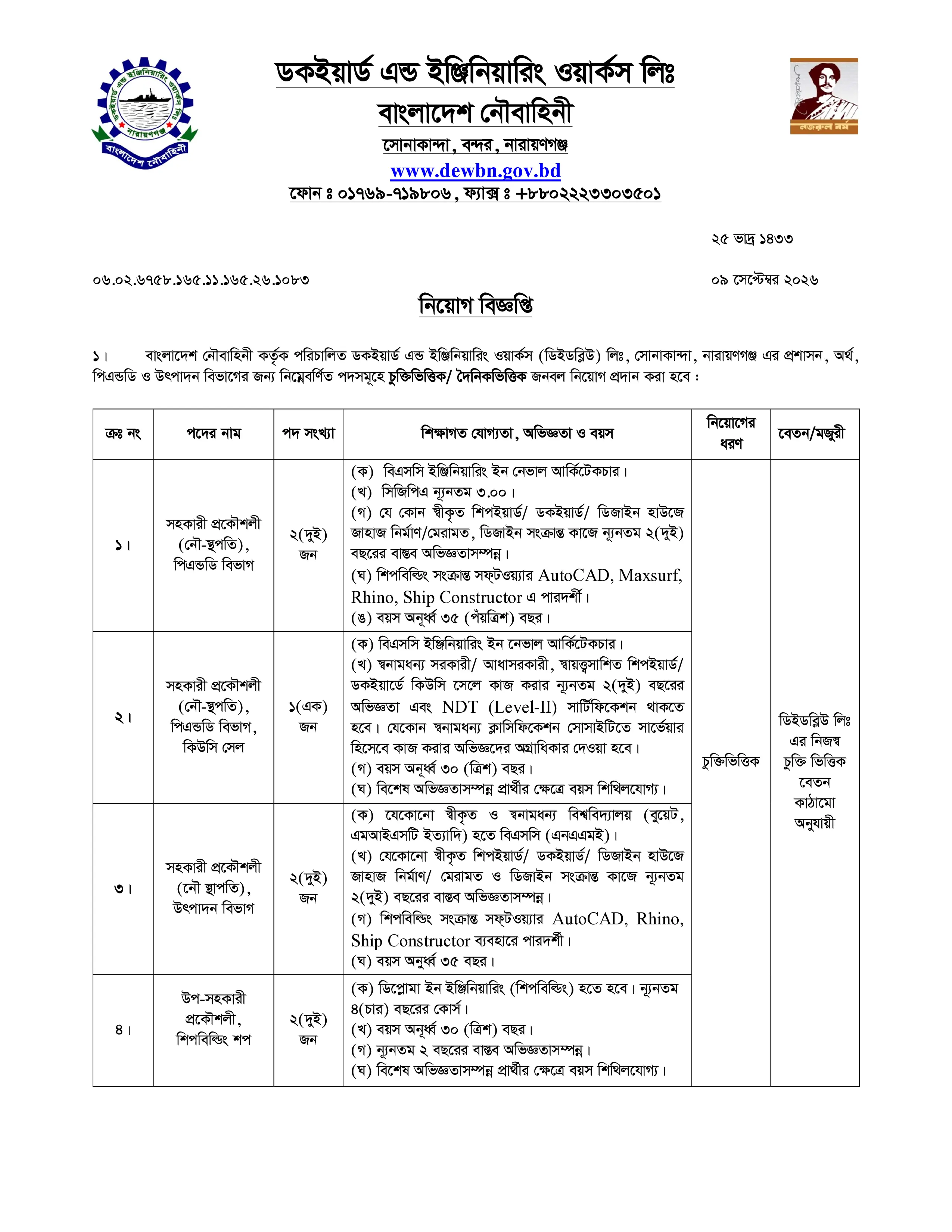 dewbn job circular 2026 1